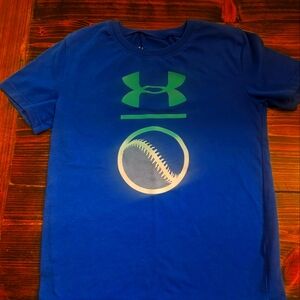 Under Armour Boys Baseball Blue Shirt, Size 6